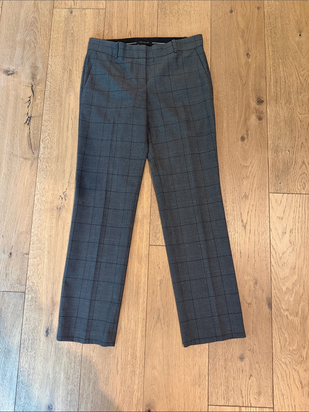 Ann Taylor Gray Plaid Straight Leg Trousers NWOT